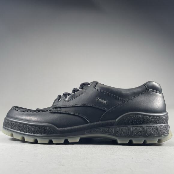 ECCO Track 25 Low Men EU 49 US 15 Gore-TEX Black Leather Waterproof Hiking Shoes - Picture 1 of 9